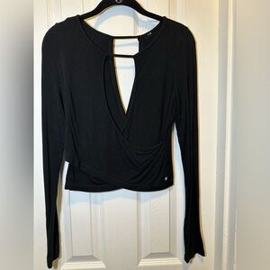Fabletics Black Long Low Plunge Top